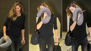 Gisele Bündchen esconde o rosto ao desembarcar em São Paulo - Thiago Duran e Leo Franco / AgNews