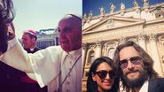 Rodrigo Santoro recebe benção do Papa Francisco; Ao lado, com a atriz Nazanin Boniadi - Instagram/Reprodução