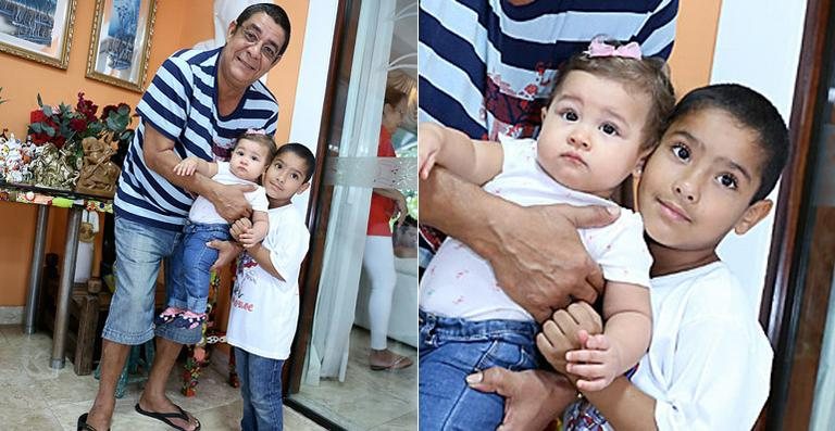 Zeca Pagodinho com os netos, Catarina e Noah - Murillo Tinoco