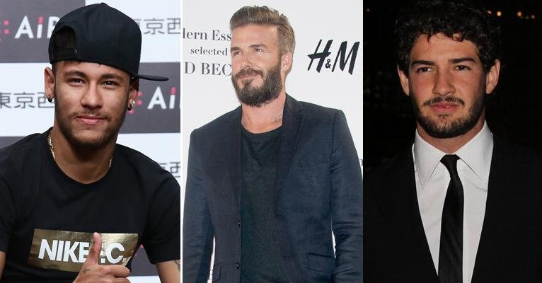 Neymar e Alexandre Pato parabenizam David Beckham - Getty Images/AgNews