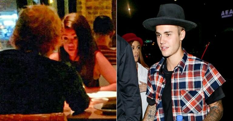 Justin Bieber tenta estragar noite romântica de Selena Gomez e Ed Sheeran - Twitter/Reprodução e AKM-GSI/Splash