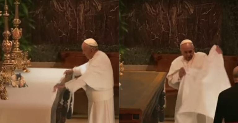 Papa Francisco faz suposto truque da toalha no altar e vira hit na web - YouTube/Reprodução