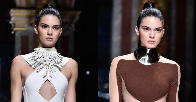 Kendall Jenner no desfile da Balmain - Getty Images