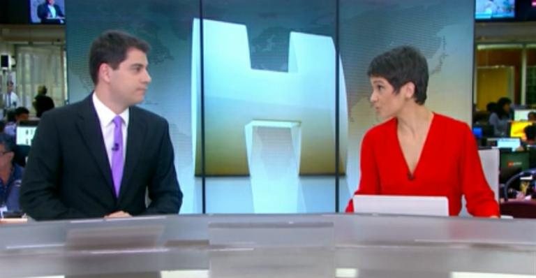 Sandra Annenberg e Evaristo Costa no Jornal Hoje - TV Globo/Reprodução