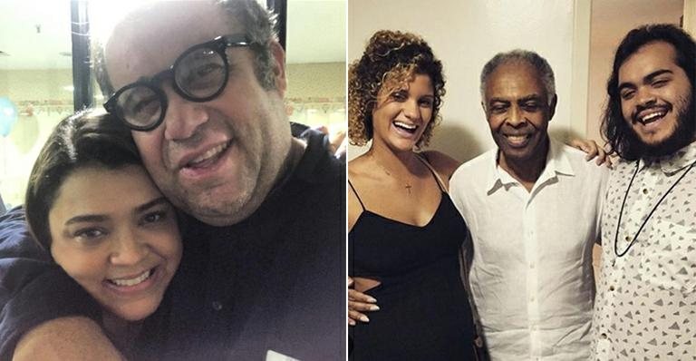 Preta Gil e Otávio Müller; Laura Fernandez, Gilberto Gil e Francisco Gil - Instagram/Reprodução