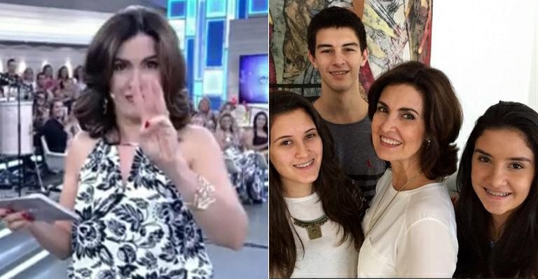 Fátima Bernardes com os filhos Vinícius, Laura e Beatriz - TV Globo e Instagram/Reprodução