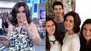 Fátima Bernardes com os filhos Vinícius, Laura e Beatriz - TV Globo e Instagram/Reprodução