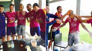 Aniversariante do dia, Daniel Alves recebe ovada dos colegas de equipe - Reprodução/Instagram