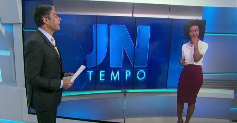 William Bonner e Maju durante o Jornal Nacional - TV Globo/Reprodução