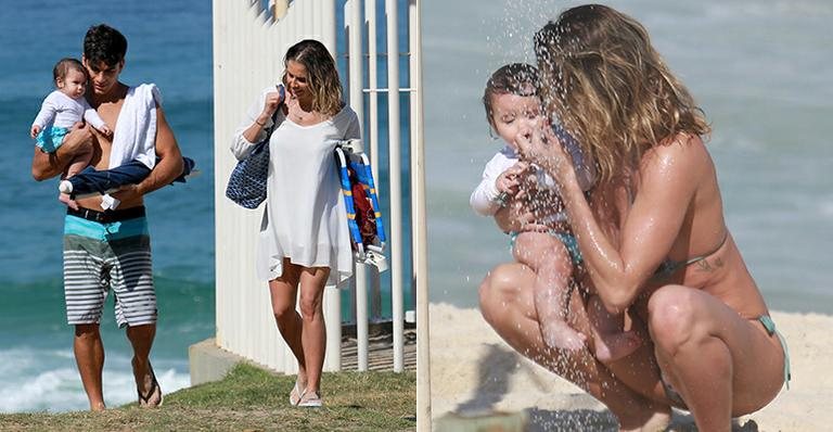 Deborah Secco e o marido vão à praia com a filha, Maria Flor - Dilson Silva/ AgNews