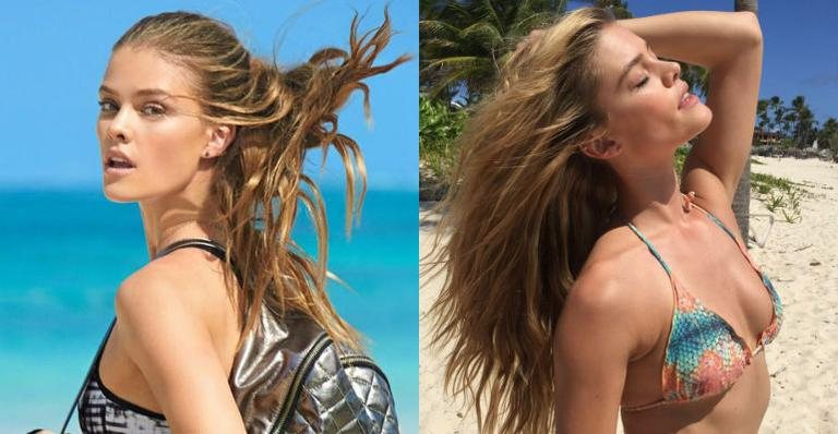 Nina Agdal, apontada como novo affaire de DiCaprio, posa para campanha de marca brasileira - Divulgação