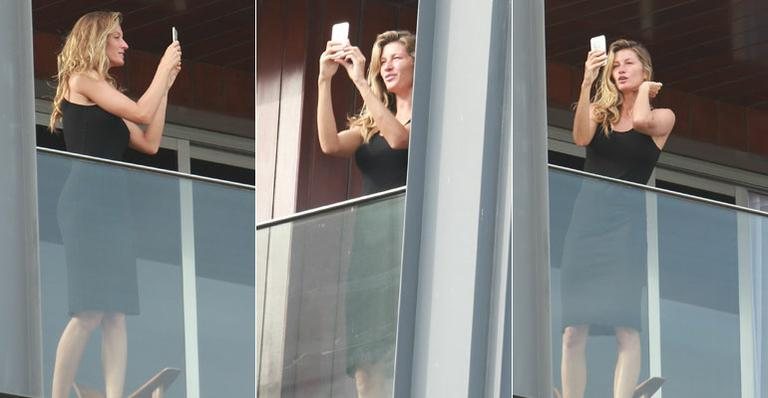 Gisele Bündchen tira selfie em sacada de hotel - Dilson Silva/AgNews