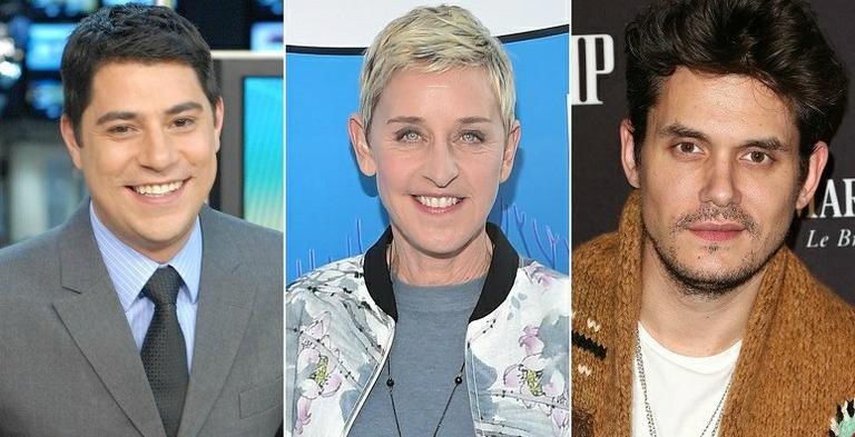 Evaristo Costa, Ellen DeGeneres e John Mayer - TV GLobo/Zé Paulo Cardeal/Getty Images