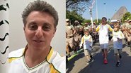 Luciano Huck com os filhos, Benício e Joaquim - Reprodução / Snapchat e Twitter Chama Olímpica