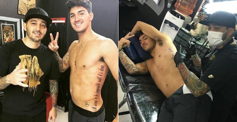 Gabriel Medina tatua frase motivacional na cintura - Reprodução/Instagram