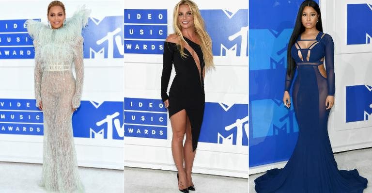 Beyoncé, Britney Spears e Nicki Minaj no tapete branco do VMA 2016 - Getty Images