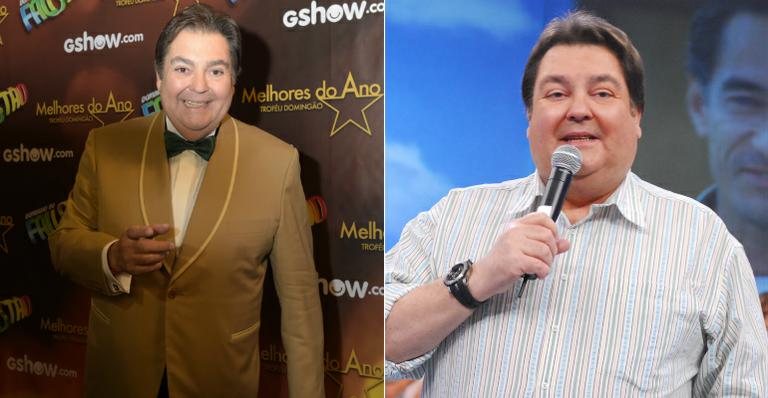 Fausto Silva em 2016 (à esq.) e em 2008 (à dir.) - TV Globo/Divulgação