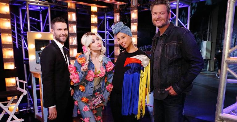 Os jurados do 'The Voice': Adam Levine, Miley Cyrus, Alicia Keys e Blake Shelton - Reprodução