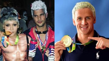 Taylor Lautner e Nina Dobrev se fantasiam de Ryan Lochte - Reprodução Instagram/ Getty Images