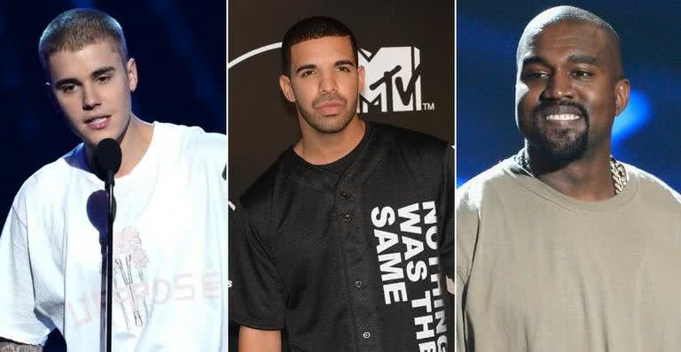 Justin Bieber, Drake e Kanye West - Getty Images