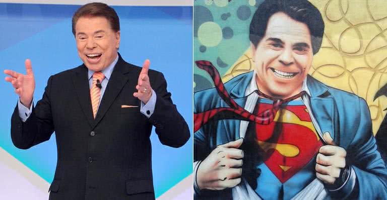 Silvio Santos comemora grafite em sua homenagem - SBT/Divulgação