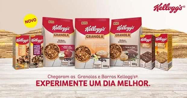 Linha completa da Kellogg's que inclui granolas e as barrinhas nuts e krunchy granola - Divulgação