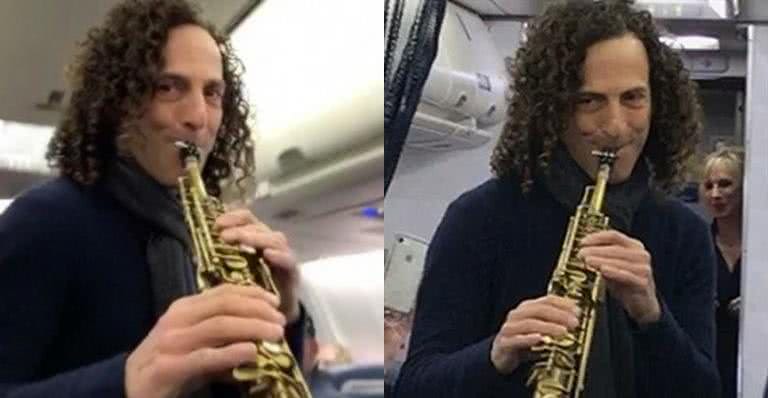 Kenny G faz show em avião - Reprodução/ Instagram