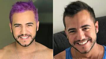 Matheus Lisboa muda radicalmente o visual e surge com o cabelo roxo - Instagram/Reprodução