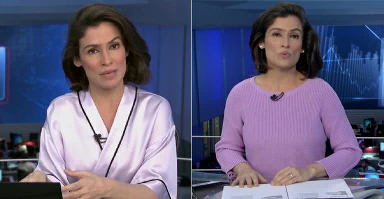 Figurino de Renata Vasconcellos intriga telespectadores no Jornal Nacional - TV Globo/Reprodução