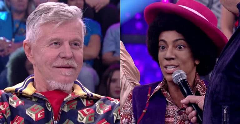 Samantha Schmutz bate boca com Miguel Falabella no Domingão do Faustão - TV Globo/Reprodução