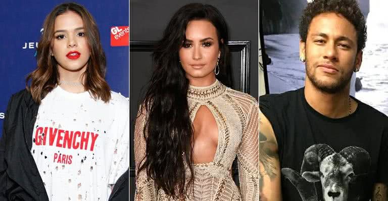 Bruna Marquezine curte comentário em que fãs 'shippam' Neymar e Demi Lovato - Brazil News/ Getty Images/ Instagram