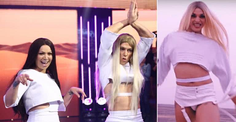 Rodrigo Faro se transforma em Pabllo Vittar no Dança, Gatinho - Antonio Chahestian/Record TV e YouTube/Reprodução