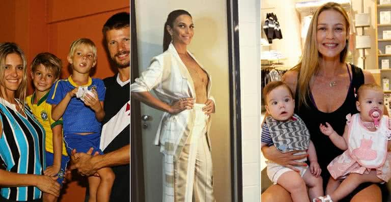 Fernanda Lima e Rodrigo Hilbert com os filhos gêmeos Francisco e João; Ivete Sangalo; Luana Piovani e os gêmeos Bem e Liz - Reprodução / Instagram