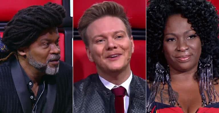 Carlinhos Brown e Michel Teló disputam preferência de Dhi Ribeiro no The Voice - TV Globo/Reprodução