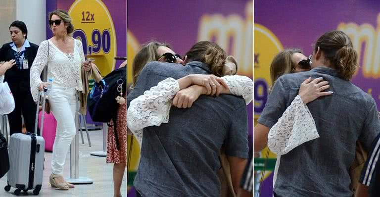 Letícia Spiller se despede do namorado em aeroporto - AgNews