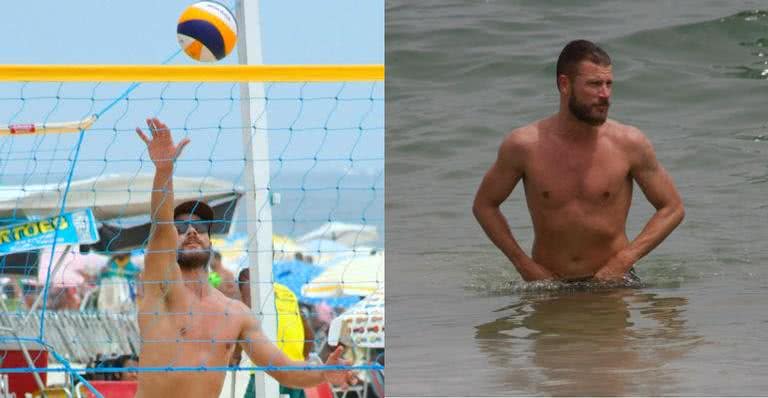 Rodrigo Hilbert mostra habilidade e exibe boa forma em dia na praia - Reprodução