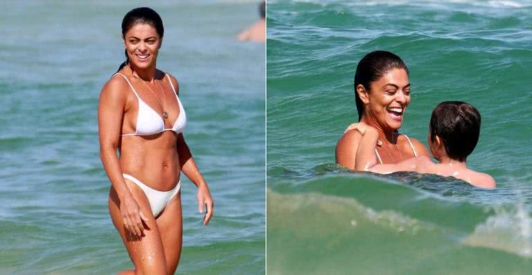 Juliana Paes curte dia na praia com o filho, Pedro - Dilson Silva / AgNews