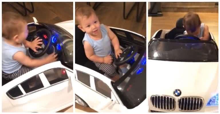 Gabriel, filho de Gusttavo Lima, dirigindo o próprio carro - Reprodução/ Instagram