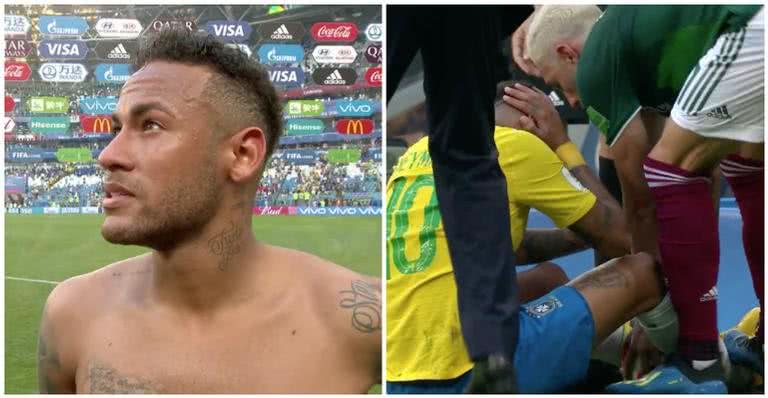 Neymar leva pisão de jogador mexicano - Reprodução/ TV Globo