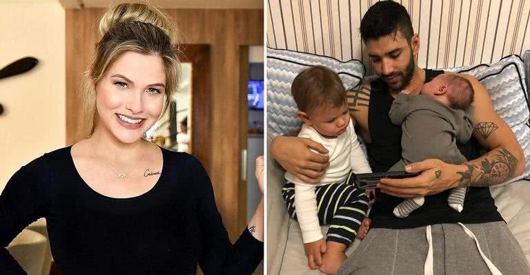 Andressa Suita posa com Gusttavo Lima e os filhos, Gabriel e Samue - Reprodução/Instagram