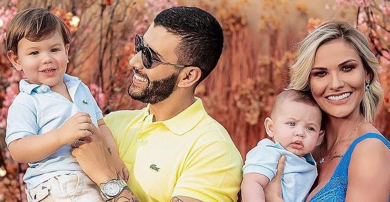 Gusttavo Lima e Andressa Suita comemoram aniversário da modelo ao lado dos filhos - Reprodução/ Instagram