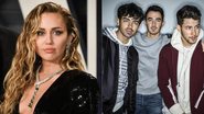 Miley Cyrus faz pergunta polêmica para os Jonas Brothers e irmãos respondem ao vivo - Foto/Destaque Getty/George Pimentel & Instagram