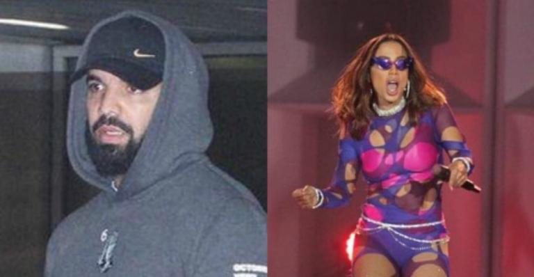 Drake no aeroporto internacional do Rio de Janeiro e Anitta durante show no Rock in Rio - Thyago Andrade e Marcelo Sá Barretto/Brasil News