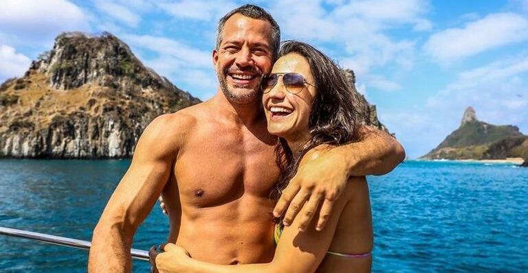 Malvino Salvador e a esposa Kyra Gracie em Noronha - @neuronha