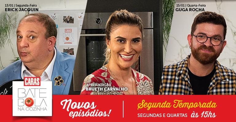 Os chefs Erick Jacquin e Guga Rocha no Bate Bola na Cozinha com Brueth Carvalho - Divulgação