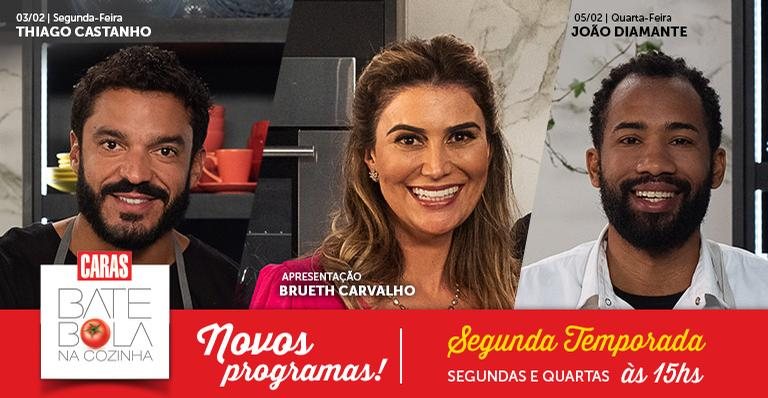 Os chefs Thiago Castanho e João Diamante no Bate Bola na Cozinha com Brueth Carvalho - divulgação