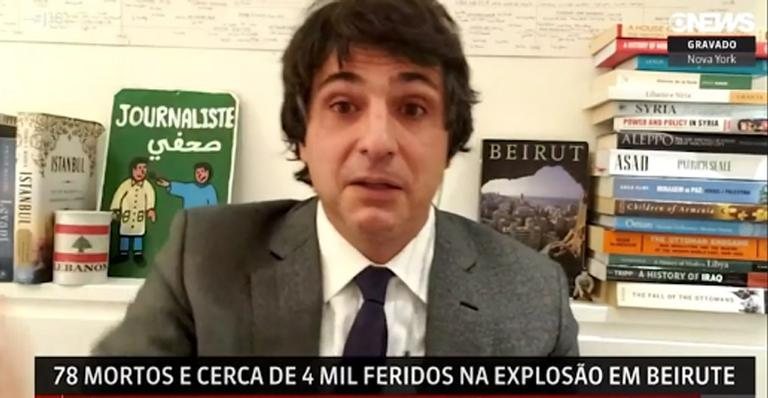 Guga Chacra se emociona ao fala sobre a explosão em Beirute - Reprodução/GloboNews