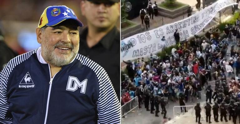 Na Casa Rosada, velório de Maradona é marcado com aglomeração de fãs - Getty Images;Reprodução/TN TV