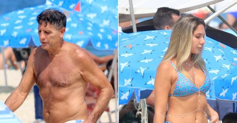 Renato Gaúcho e a filha, Carol Portaluppi, são flagrados em dia de praia no Rio - JC Pereira/AgNews