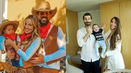 Biah Rodrigues e Sorocaba com o filho Theo; Alok e Romana Novais com o filho Ravi - Reprodução/Instagram